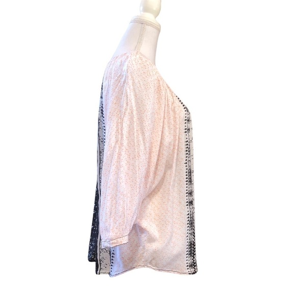 FREE PEOPLE WOMENS LIGHTWEIGHT BOHO TOP IN LIGHT ORANGE, WHITE AND BLACK SIZE S - Picture 6 of 14